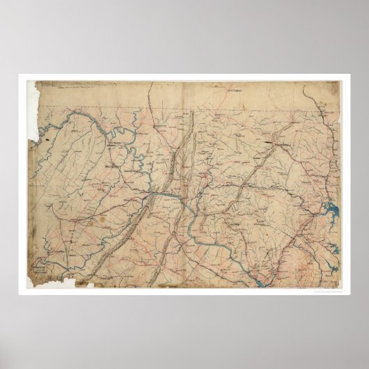 Der topographische Zivile Krieg der Washington DC Poster (Vorne)