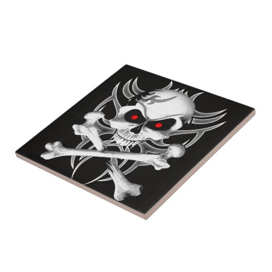 Der Totenkopf mit gekreuzter Knochen des Todes Fliese (Seite)