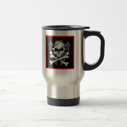 Der Totenkopf mit gekreuzter Knochen des Todes Reisebecher (Rechts)
