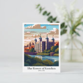 Der Tower of London Vintage Travel Illustration Postkarte (Stehend Vorderseite)