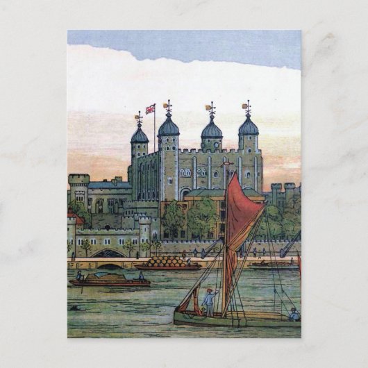 "Der Tower von London" Vintage Illustration Postkarte (Vorderseite)
