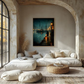 Der Träger der Laterne am Hafen Leinwanddruck