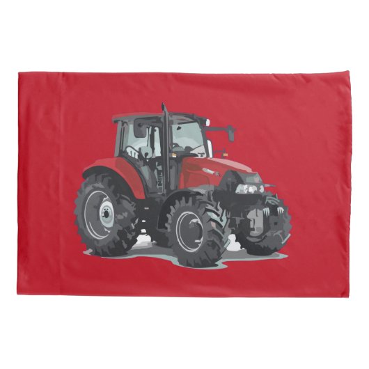 Der Traktor-Bauernhof-Kissenbezüge des Kindes rote Kissenbezug (Rückseite-Links)