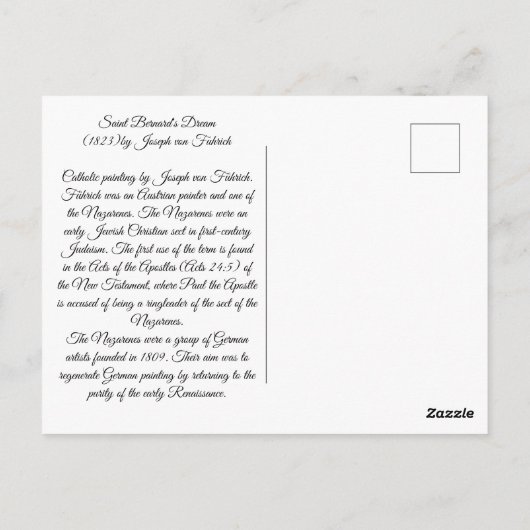 Der Traum des Heiligen Bernard Postkarte (Rückseite)