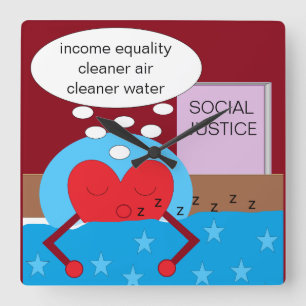 Der Traum einer besseren Welt: Quadratische Wanduhr