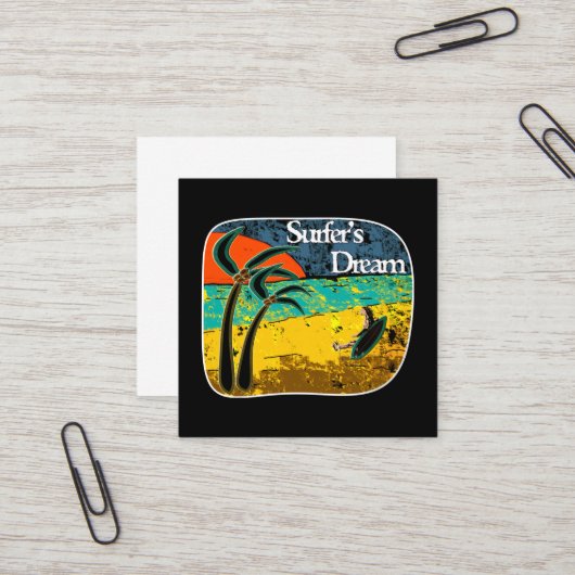 Der Traum eines Surfers Quadratische Visitenkarte (Vorderseite/Rückseite Beispiel)