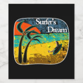 Der Traum eines Surfers Weinetikett (Einzelnes Label)