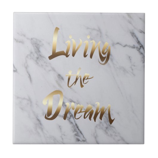Der Traum Inspiriere Goldtypografie Fliese (Vorderseite)