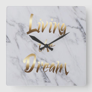 Der Traum Inspiriere Goldtypografie Quadratische Wanduhr