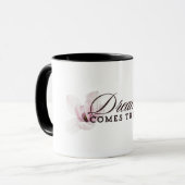 Der Traum ist wahr, weiche Lila Tasse des Blumenwa (Vorderseite Links)