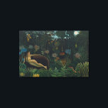 Der Traum (Le Reve Exotique) von Henri Rousseau Leinwanddruck<br><div class="desc">Der Traum (auch Le Rêve, Le Songe oder Reve Exotique genannt) (1910) von Henri Rousseau ist ein Vintager Post-Impressionismus mit einem surrealen Portrait einer Frau, Yadwigha (Jadwiga). Die wunderschöne Dame liegt auf einer divischen Couch, die über eine Landschaft aus üppigem Dschungelblättern blickt, darunter Pflanze und Tiere der Lotus-Blume wie Vögel,...</div>