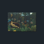 Der Traum (Le Reve Exotique) von Henri Rousseau Leinwanddruck<br><div class="desc">Der Traum (auch Le Rêve, Le Songe oder Reve Exotique genannt) (1910) von Henri Rousseau ist ein Vintager Post-Impressionismus mit einem surrealen Portrait einer Frau, Yadwigha (Jadwiga). Die wunderschöne Dame liegt auf einer divischen Couch, die über eine Landschaft aus üppigem Dschungelblättern blickt, darunter Pflanze und Tiere der Lotus-Blume wie Vögel,...</div>