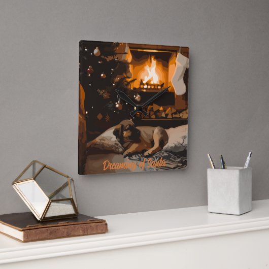 Der Traum vom Weihnachtsmann Quadratische Wanduhr (Büro)