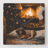 Der Traum vom Weihnachtsmann Quadratische Wanduhr (Vorderseite)