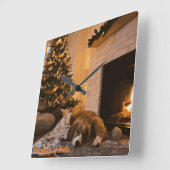 Der Traum vom Weihnachtsmann Quadratische Wanduhr (Winkel)