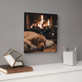 Der Traum vom Weihnachtsmann Quadratische Wanduhr