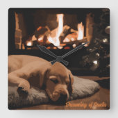 Der Traum vom Weihnachtsmann Quadratische Wanduhr (Vorderseite)