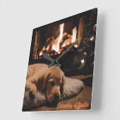 Der Traum vom Weihnachtsmann Quadratische Wanduhr (Winkel)