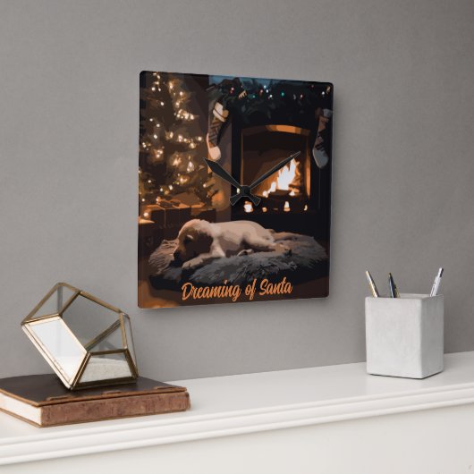 Der Traum vom Weihnachtsmann Quadratische Wanduhr (Büro)