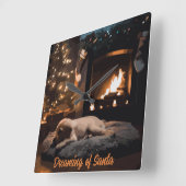 Der Traum vom Weihnachtsmann Quadratische Wanduhr (Winkel)