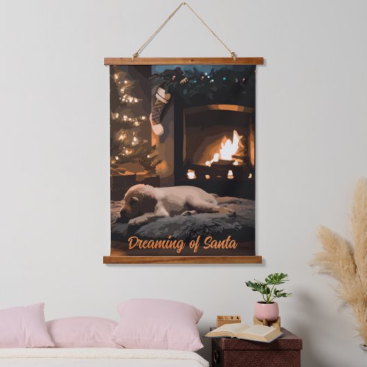 Der Traum vom Weihnachtsmann Wandteppich Mit Holzrahmen (Schlafzimmer)