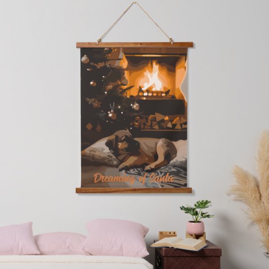 Der Traum vom Weihnachtsmann Wandteppich Mit Holzrahmen (Schlafzimmer)