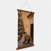 Der Traum vom Weihnachtsmann Wandteppich Mit Holzrahmen (Gewinkelt)