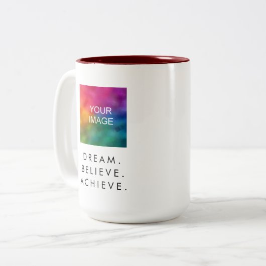 Der Traum von benutzerdefiniertem Text glaubt an E Zweifarbige Tasse (Vorderseite Links)