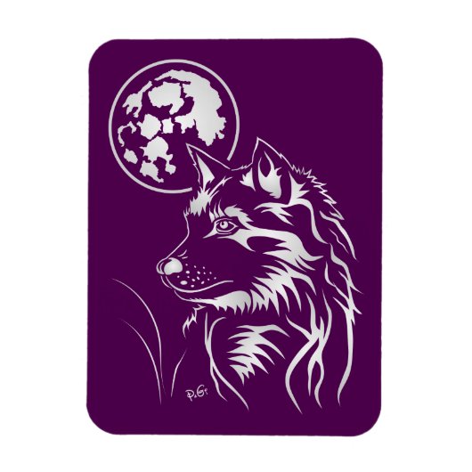 Der träumende Wolf Premium Flexi Magnet (Vertikal)