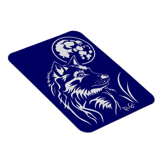 Der träumende Wolf Premium Flexi Magnet (Rechte Seite)