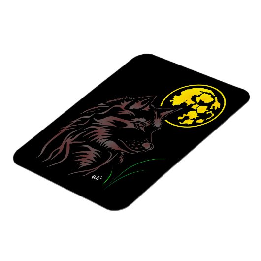 Der träumende Wolf Premium Flexi Magnet (Linke Seite)