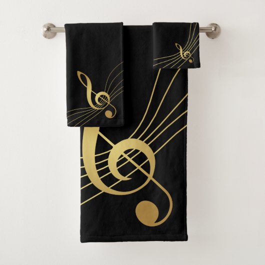 Der Treble Clef: Goldmusik Badhandtuch Set (Insitu)