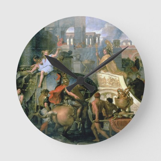 Der Triumph Alexanders oder der Eingang Alexas Runde Wanduhr (Vorderseite)