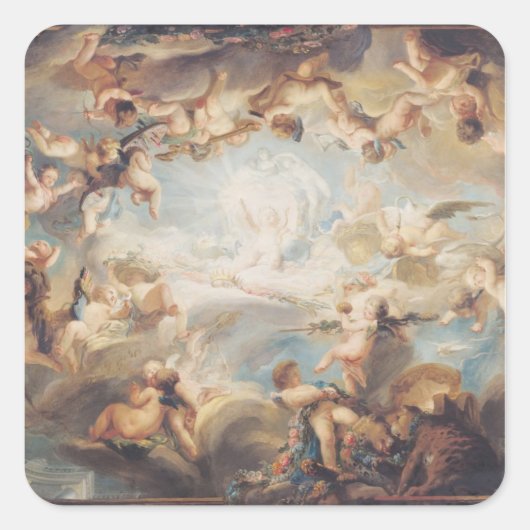 Der Triumph von Cupid über alle Götter, 1752 Quadratischer Aufkleber (Vorderseite)