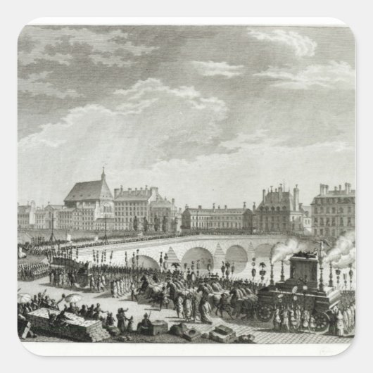 Der Triumph von Voltaire Quadratischer Aufkleber (Vorderseite)