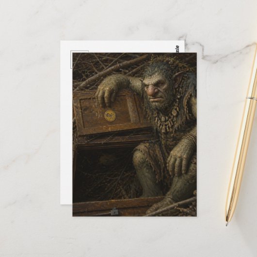 Der Troll an der Tür Postkarte (Vorderseite/Rückseite Beispiel)