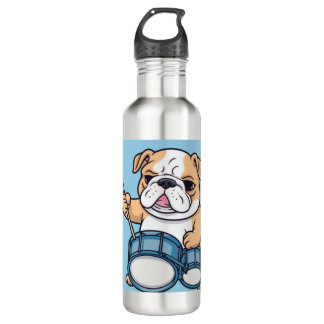 Der trommelnde Bulldog-Beats und Bulldog-Grooves  Edelstahlflasche