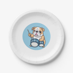 Der trommelnde Bulldog-Beats und Bulldog-Grooves Pappteller