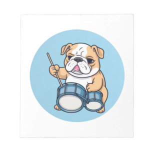 Der trommelnde Bulldogge-Beats und Bulldog-Grooves Notizblock