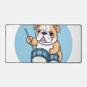 Der trommelnde Bulldogge-Beats und Bulldog-Grooves Schreibtischunterlage