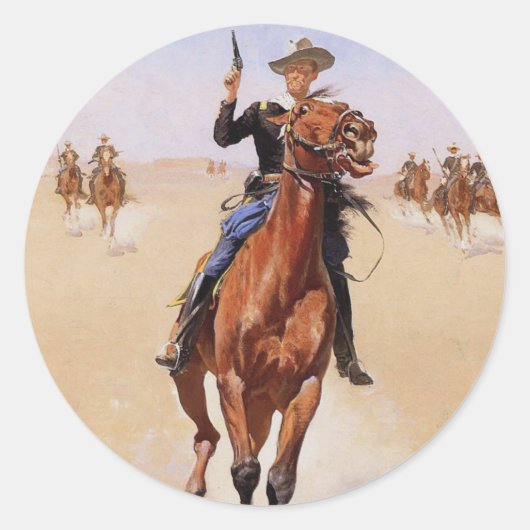 Der Trooper von Frederic Remington Runder Aufkleber (Vorderseite)