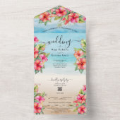 Der tropische Hibiskus-Strand lädt zu einer Hochze All In One Einladung (Innen Boden)