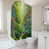 Der tropische Regenwald mit Blume und Strömungen Duschvorhang (Beispiel)