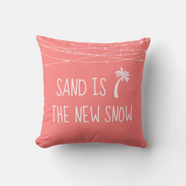 Der tropische Sand ist der neue Schneepalmenbaum Kissen (Vorderseite)