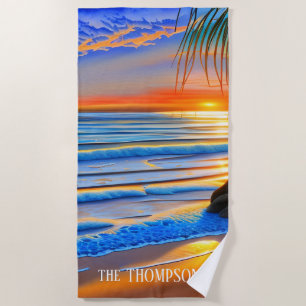 Der tropische Sonnenuntergang auf Bermuda Strandtuch
