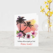 Der tropische Strand macht einen schönen Pop Karte (Gelbe Blume)