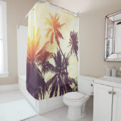Der tropische Strand mit Palmenblättern Duschvorhang (Beispiel)