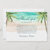 Der tropische Strand mit seinen Palmen und der Hoc Dankeskarte (Rückseite)