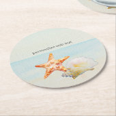 Der tropische Strand mit Starfish und Conch Runder Pappuntersetzer (Angewinkelt)