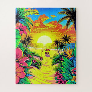 Der tropische Strand Sonnenuntergang für Kinder Puzzle
